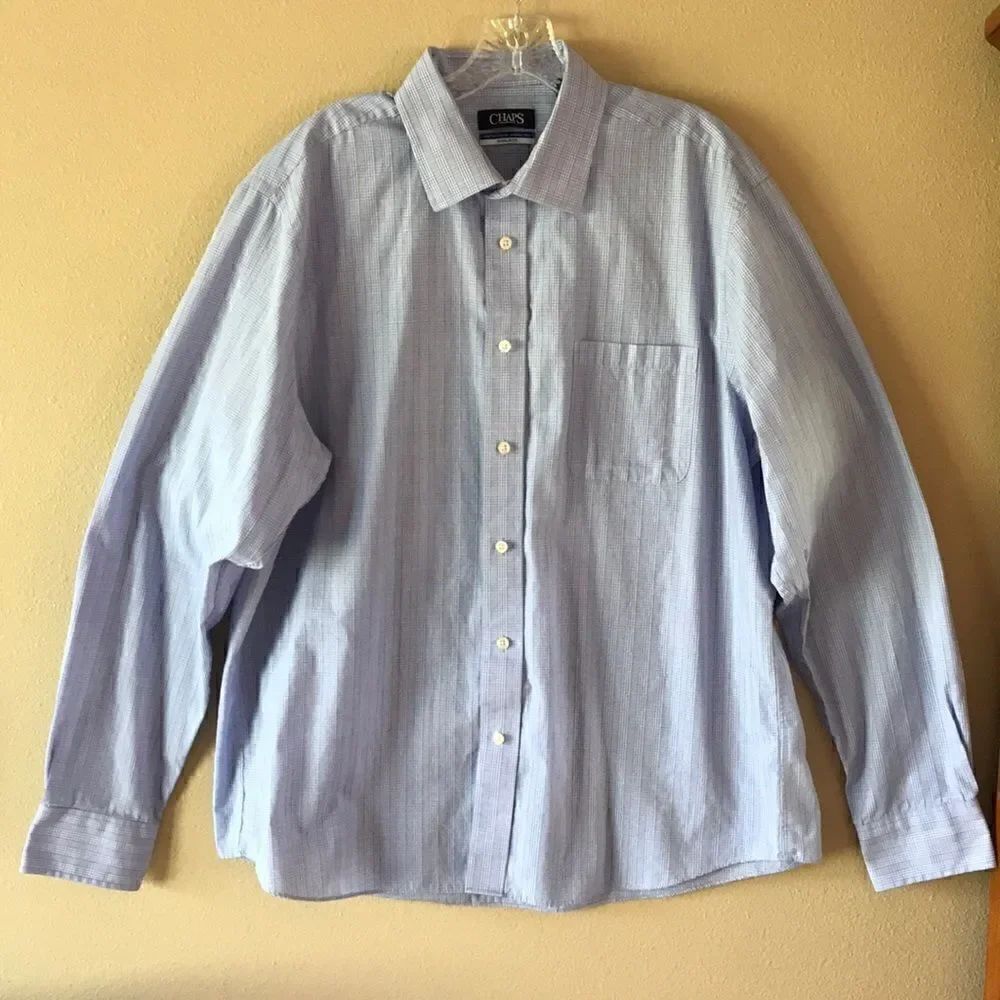 Chaps Light Blue Plaid Oxford Shirt